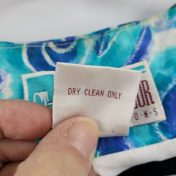 Vintage 80's Blazer Silk Duster Single Breasted Button Longline Blue Swirl 6 - Picture 11 of 11